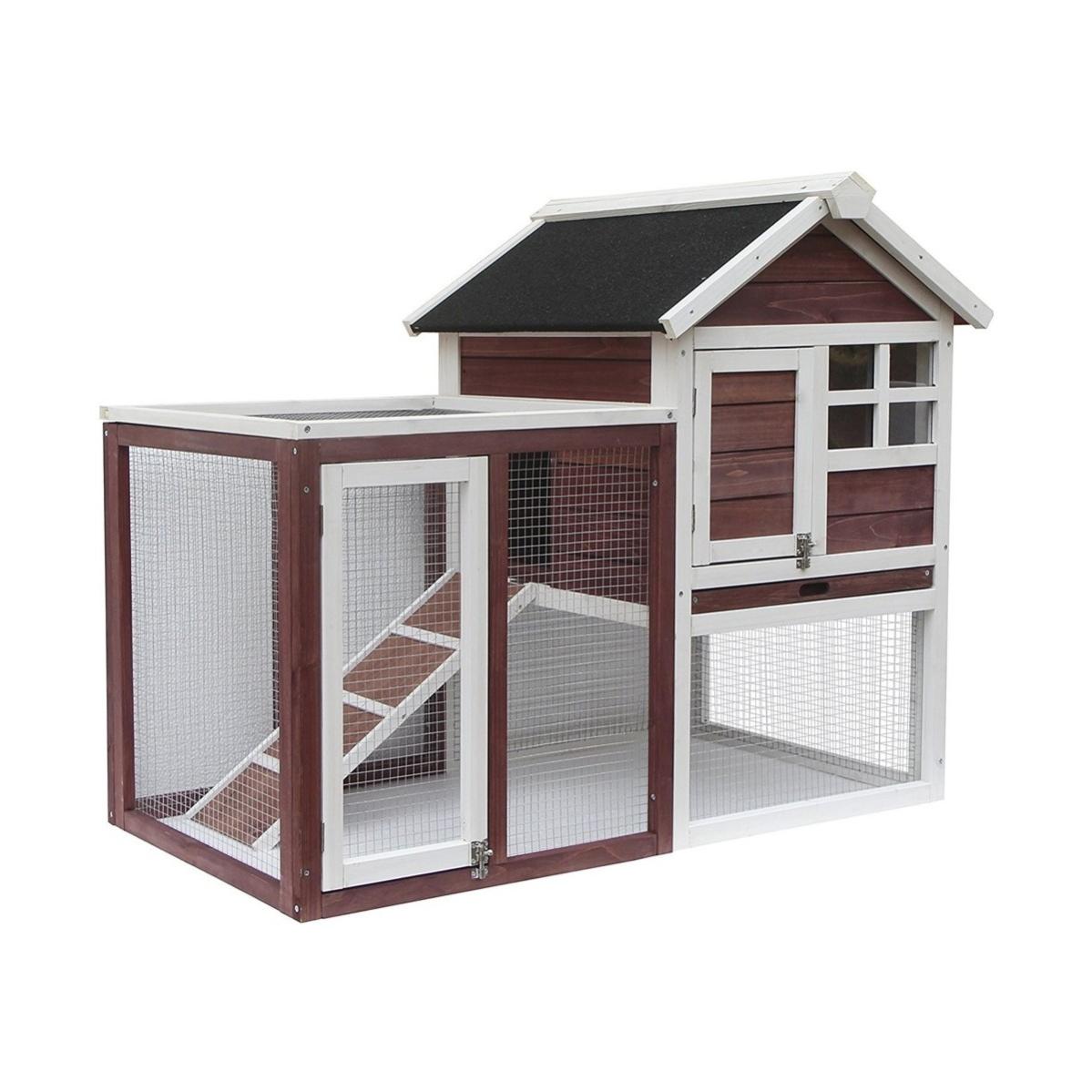 PawHut Pollaio In Legno Di Abete Con Posatoio Area Esterna E Area Di - Foto 7