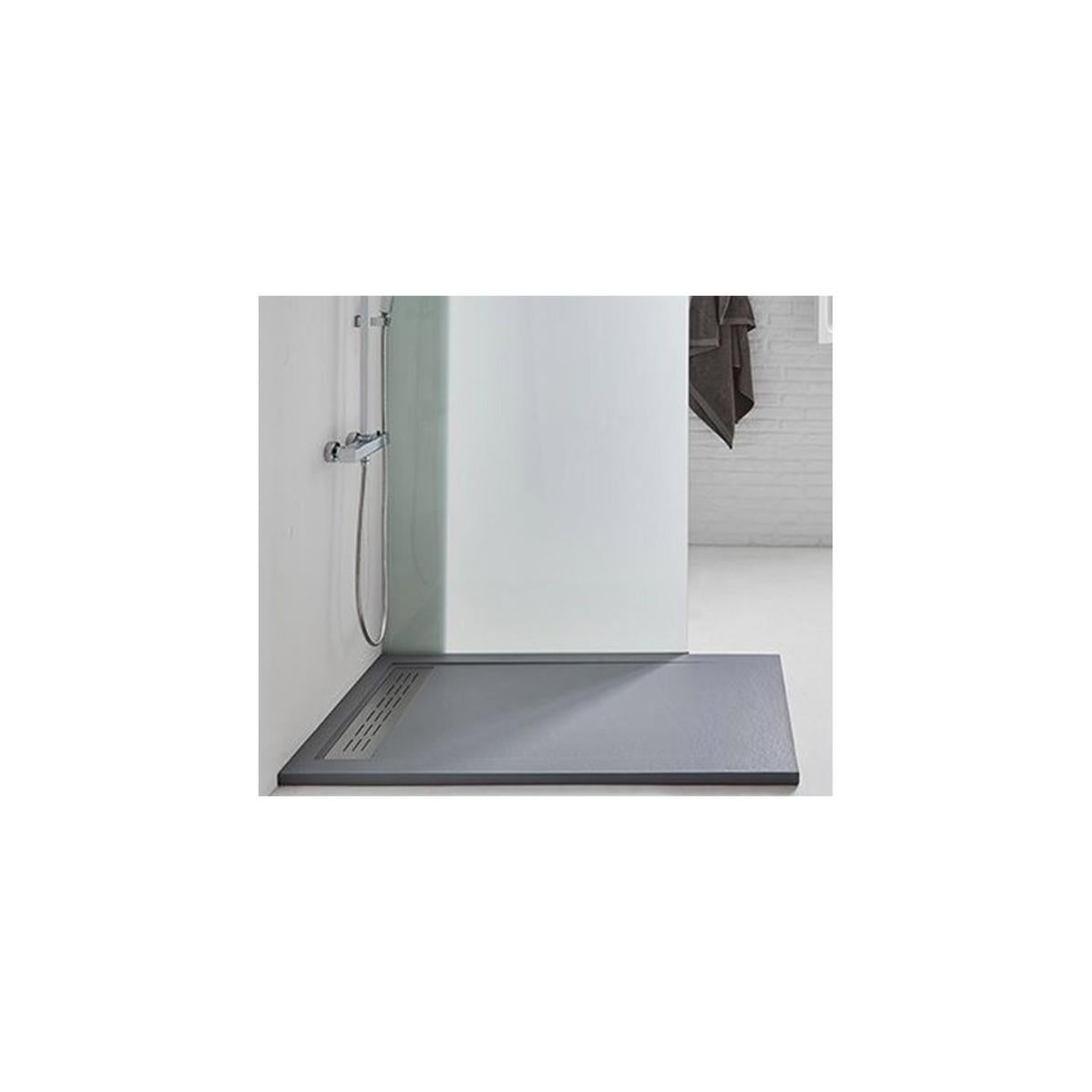 Plateau De Douche Effet Pierre 70x170 Cm, Gris Ciment, Avec Bonde, Neuf
