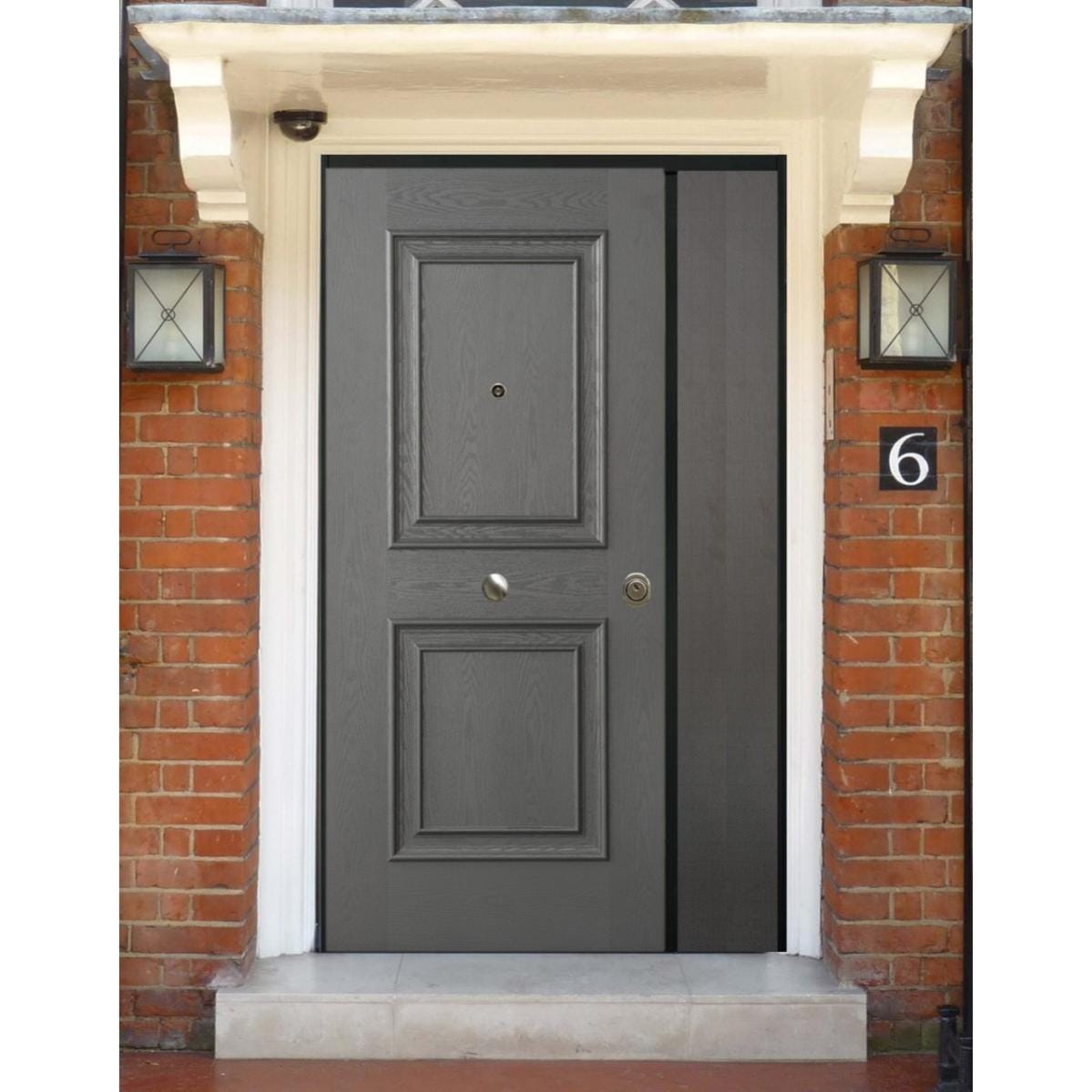 Portone Blindato Moderno Con Doppia Chiusura - Riempimento Lana Minerale, Design Antracite Effetto Legno PL47 (Interna Sinistra) - Foto 2