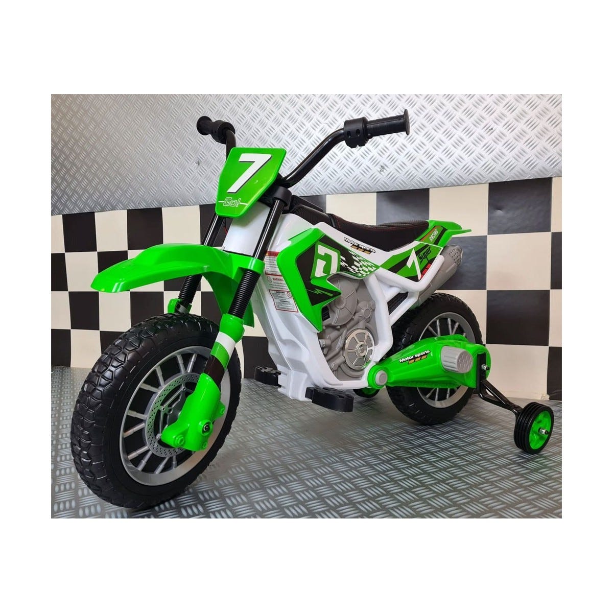 Scooter Motorino Elettrico per Bambini a Batteria 12 Volt Verde Moto da  Cross