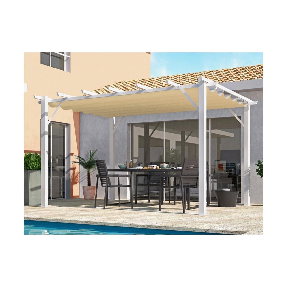 Gazebo Pergola in Alluminio 4x3 Bianca da Giardino Telo di Copertura