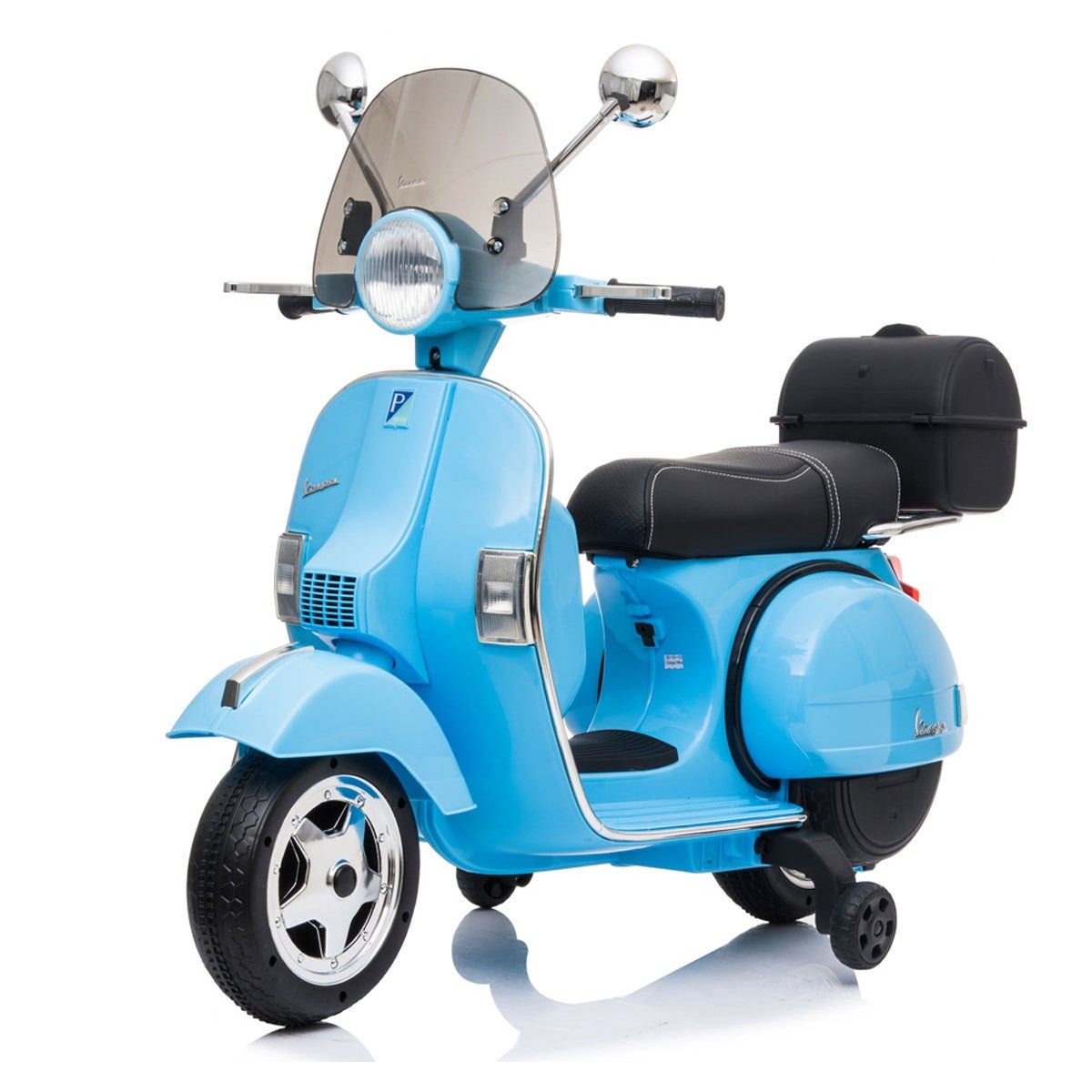 Moto Elettrica Scooter per Bambini Piaggio Vespa PX 150 12v Full Parabrezza  e Bauletto Luci Suoni LED Mp3 (Blu) : : Giochi e giocattoli