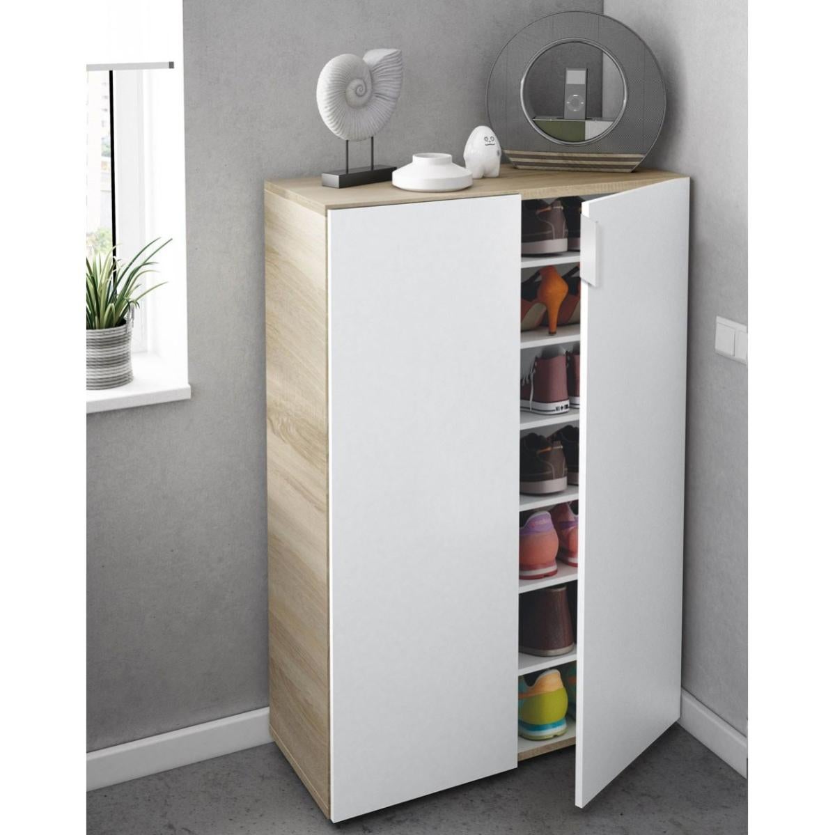 KKTONER Scarpiera In Bambù 4 Ripiani Con Maniglie, Naturale, 65x26x75 Cm, Organizer Multiuso Per Ingresso E Soggiorno - 6