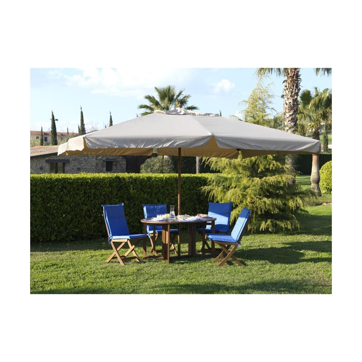 Ombrellone Da Giardino In Legno 3x3 M Verdelook - Con Carrucola, Verde Scuro