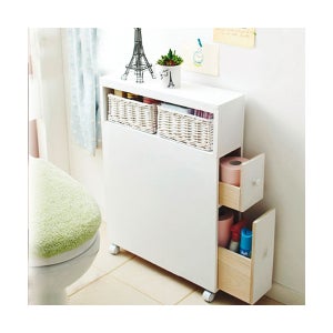 CARRELLO BAGNO CUCINA Multiuso Mobiletto Salvaspazio Legno MDF Bianco 4  Ruote EUR 49,90 - PicClick IT