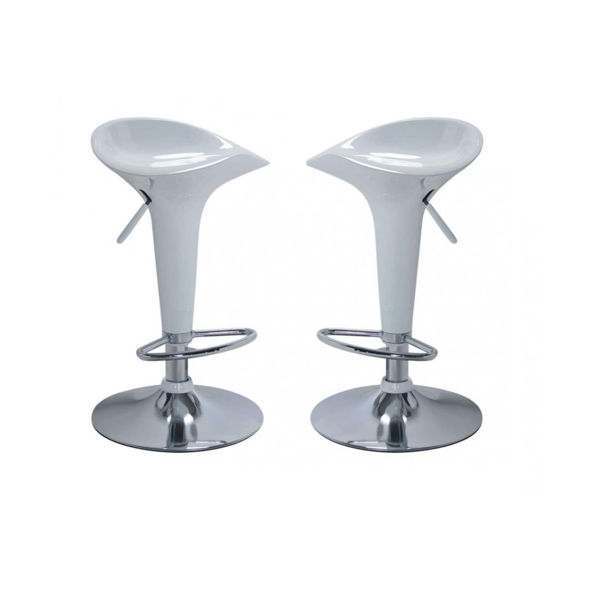 Set Di 3 Sgabelli Da Bar Moderni – Pelle PU Bianca, Struttura Metallo Nero, Altezza Seduta 61 Cm, Portata 180 Kg