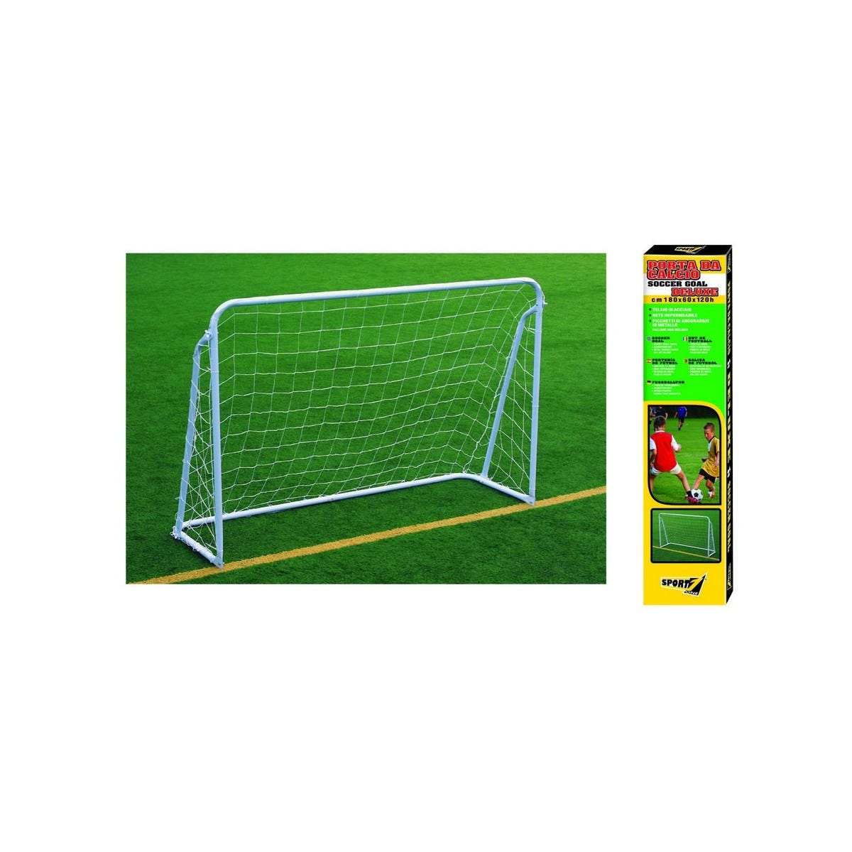 Porta Calcio Deluxe Metallo Rete Piccchetti 180x60x120 Soccer Goal