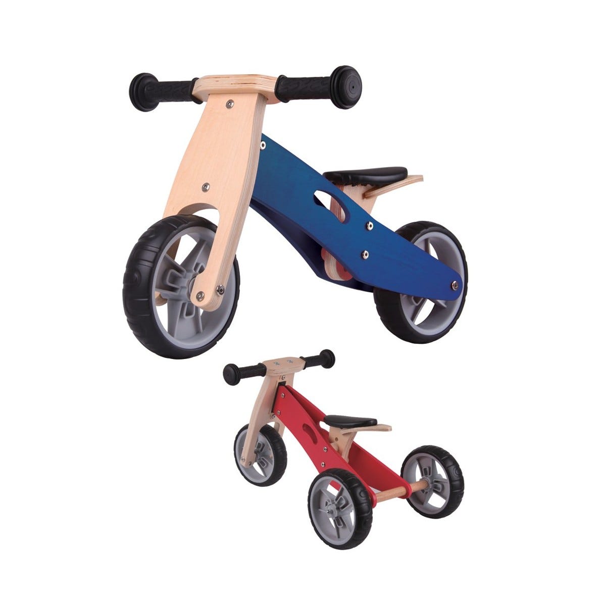 Triciclo Bicicletta per Bambini Legno Blu Pedagogica Senza Pedali