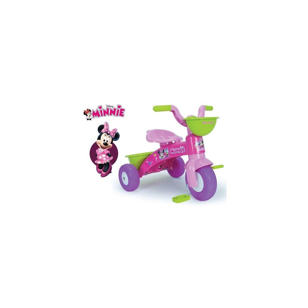 Triciclo a Pedali Minnie Topolina Disney Rosa Giocattolo Cestini