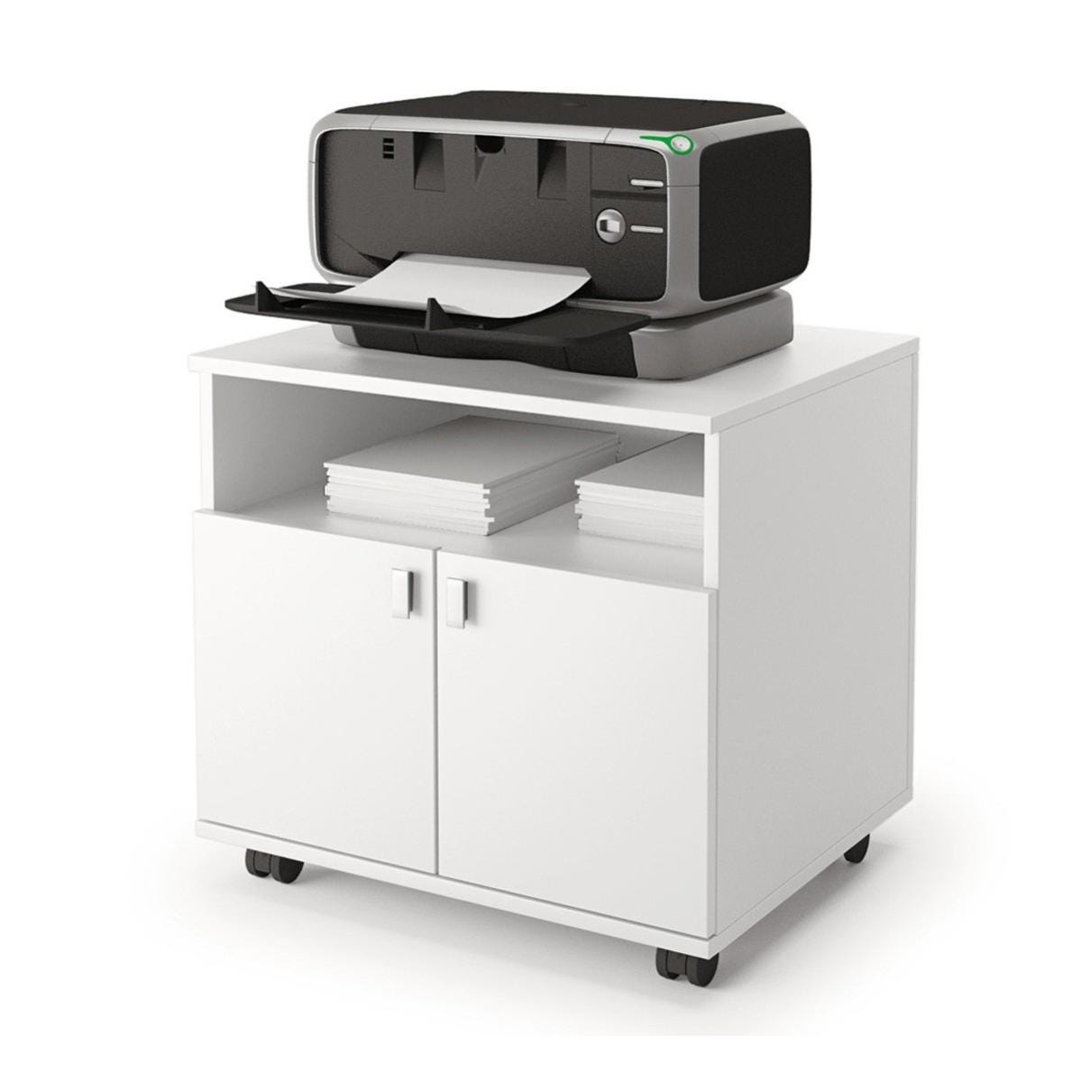 Mobile Basso Ufficio Porta Stampante 2 Ante Bianco Multiuso Mobiletto ...