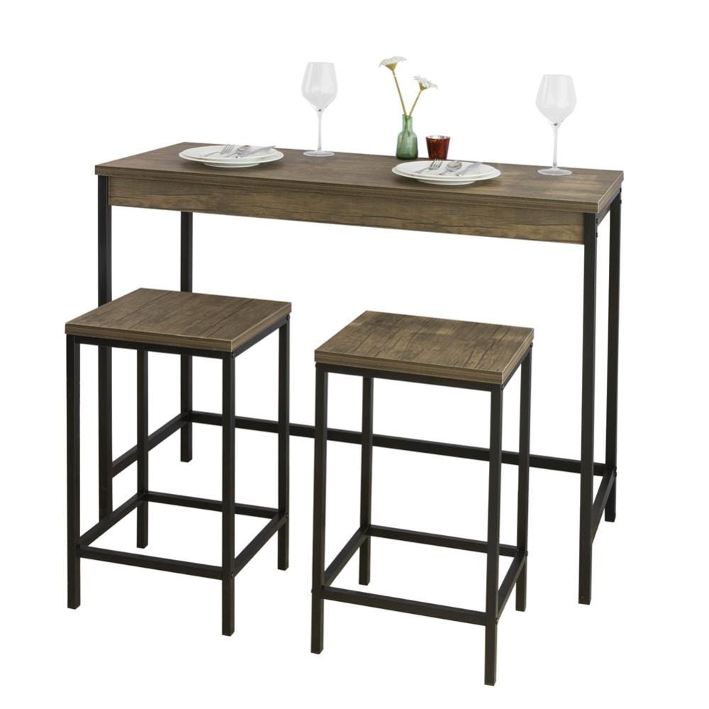 Set de mesa y taburetes de estilo industrial mesa alta de bar + 2 taburetes  Juego de barra Mesa alta OGT30-N SoBuy ES