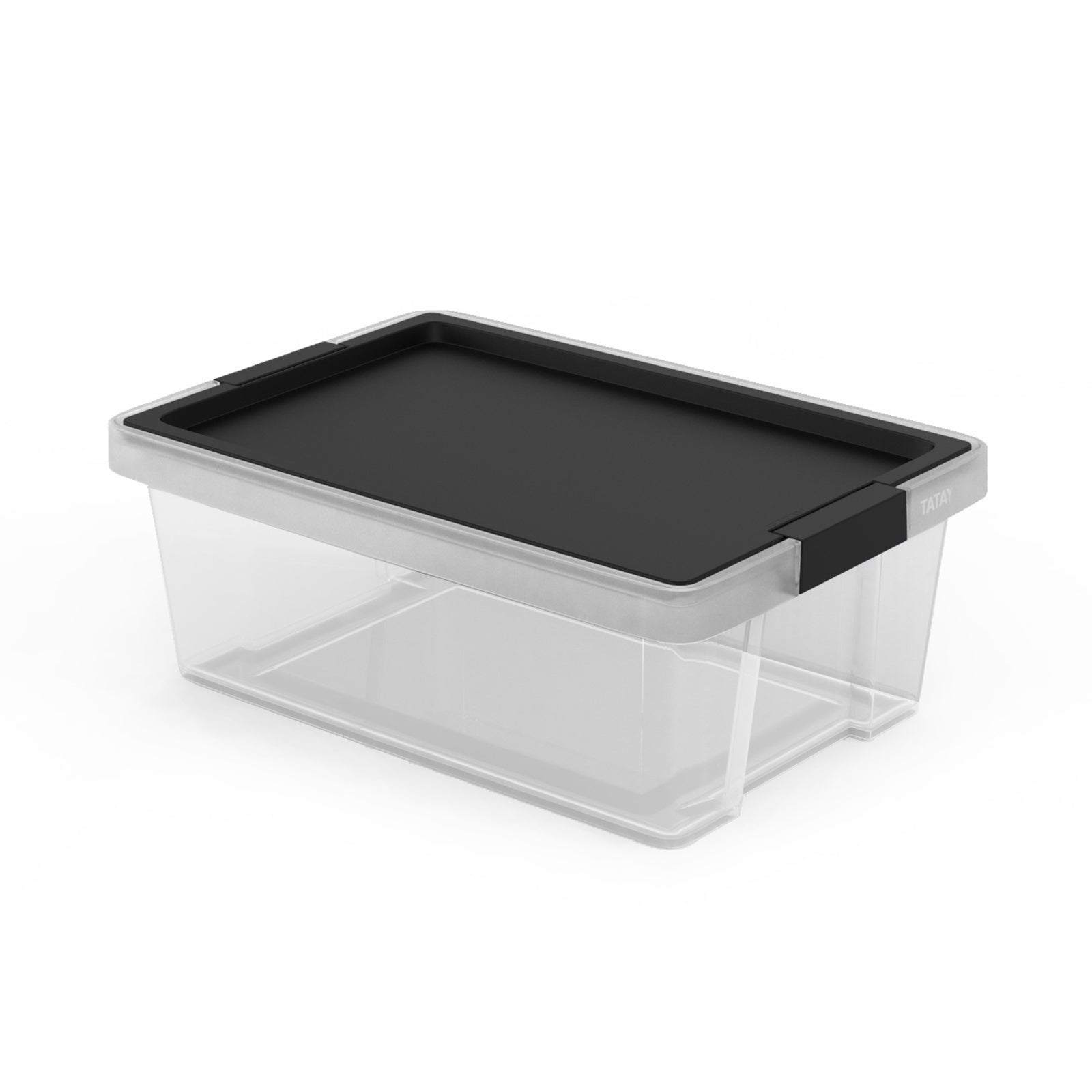 TATAY - Caja de Ordenación Multiusos 15L 100% Reciclable con Tapa Abatible.  Negro