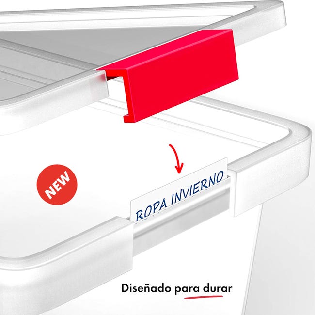 TATAY - Set de 3 Cajas de Ordenación Multiusos 35L 100% Reciclable con Tapa  Abatible. Rojo