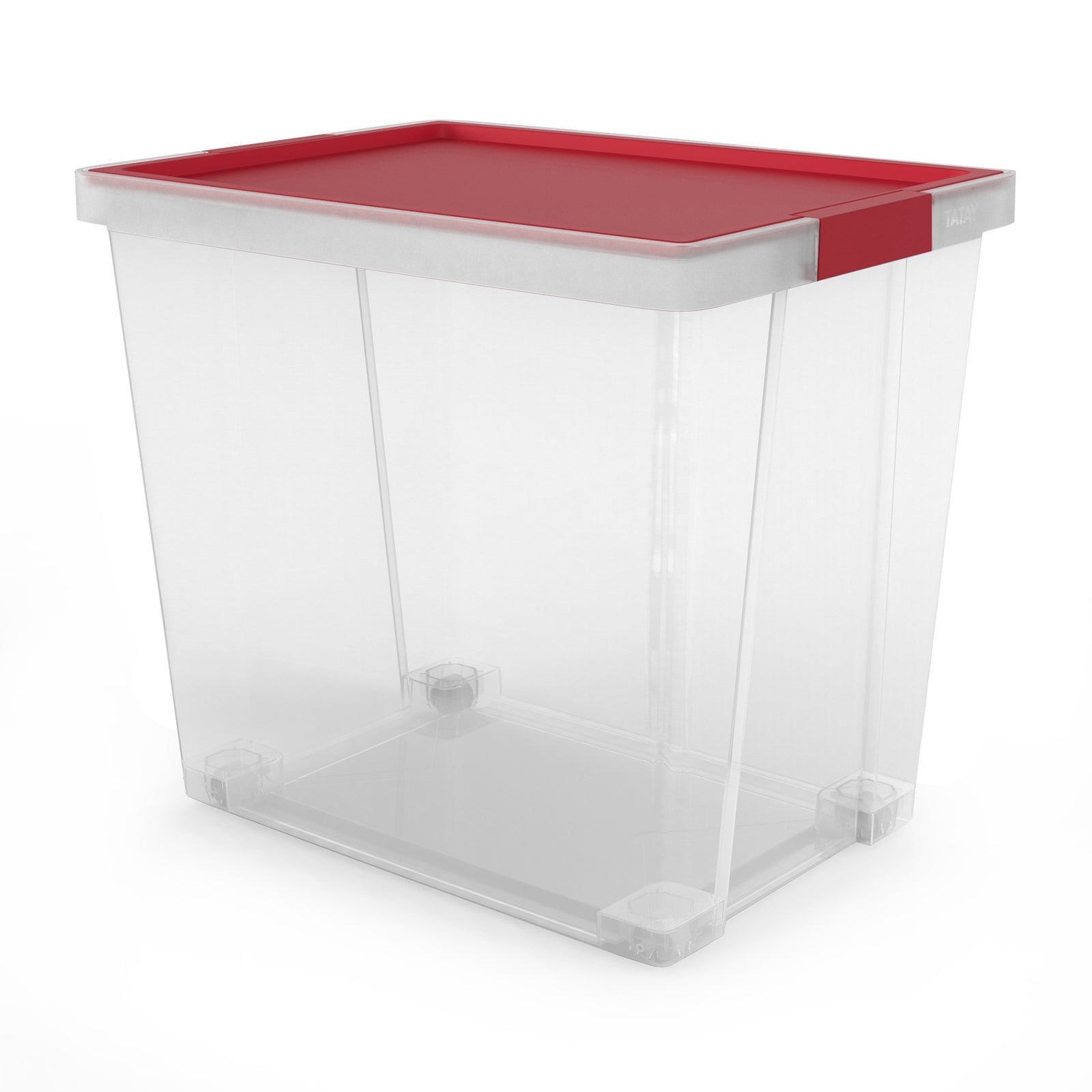 TATAY - Set 3 Cajas de Ordenación Multiusos Grandes 100% Reciclables. Tapa  Abatible. Rojo