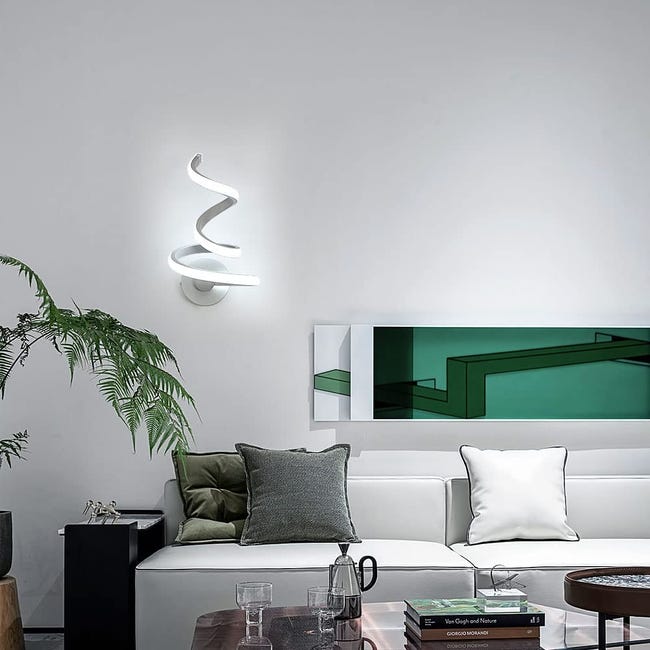Applique Murale LED Interieur, Lampe Murale 18W spirale blanche, Luminaire  Mural moderne pour Chambre Couloir Bureau