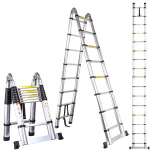 LIWI-Échelle Telescopique 2,6m, Echelle Pliante Aluminium, Escabeau  Télescopique Multi-Fonction Ladder 9 Echelons DIY Portable[1154] -  Cdiscount Bricolage