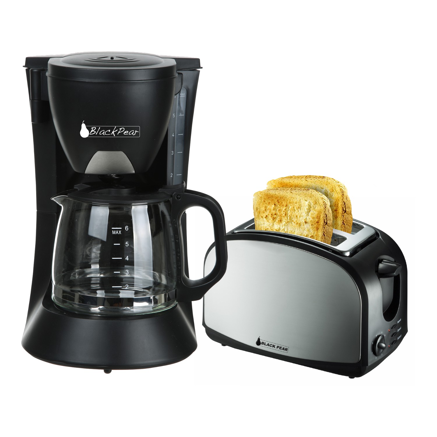 Cafetière 6 tasses 650W Black Pear BCM106 + Grille pain 2 fentes Black Pear BGP400 Leroy Merlin