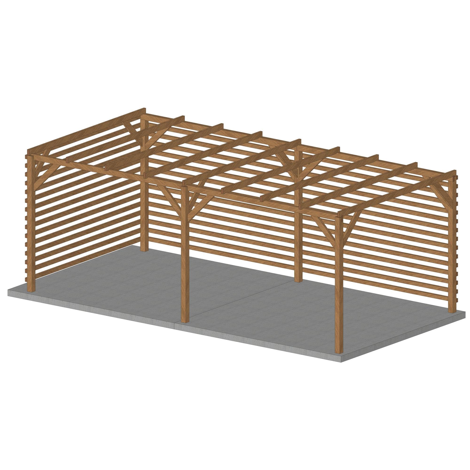 Pergola En Bois Massif 6x3 Classe 3 Durable Avec 3 Fonds Brise Vue En pergola-en-bois-massif-6x3-classe-3-durable-avec-3-fonds-brise-vue-en