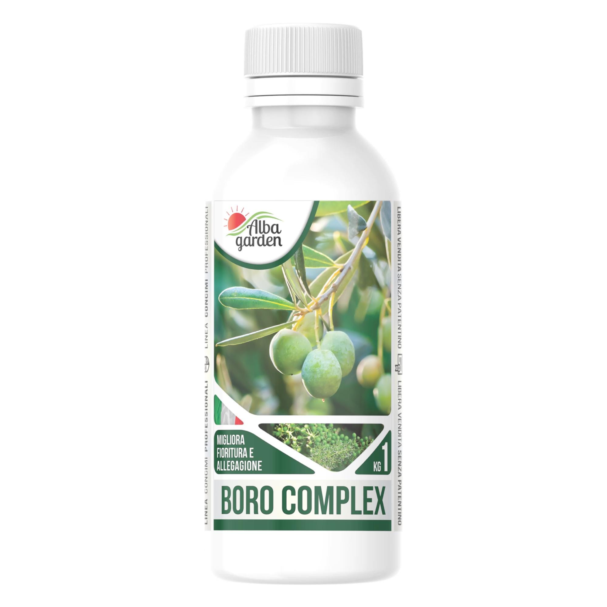 Concime Liquido Boro Albagarden - Boro Complex Fertilizzante Fogliare  Nutriente per Allegagione Fioritura Olivo Vite Orto Cereali x 1 Kg