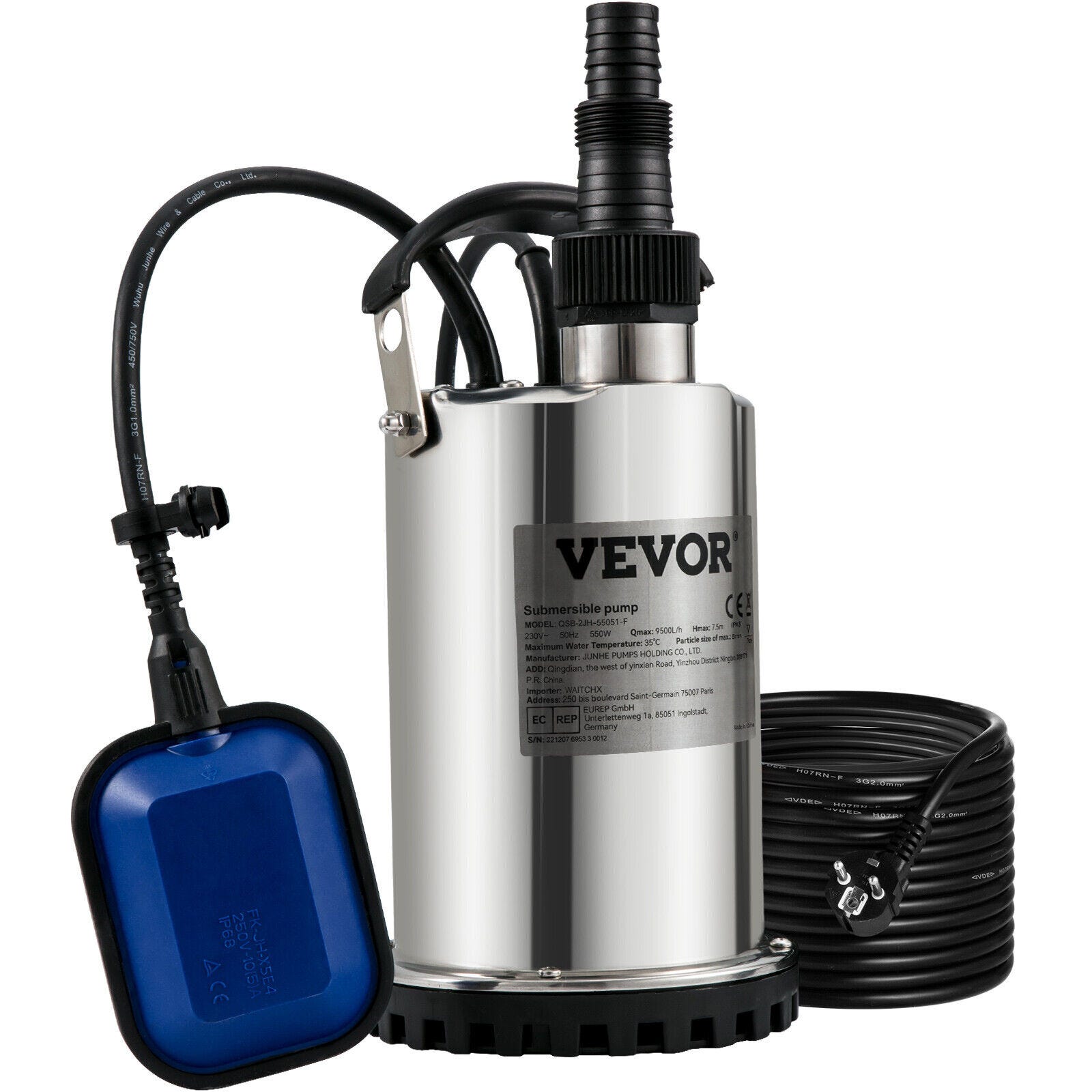 Pompe à eau submersible 750W pompe à eaux usées sale 13000 l/h, pompe  drainage