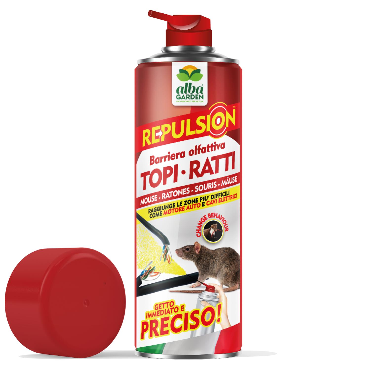 Disabituante Topi Ratti Spray Gas Albagarden - Repellente per Topi Effetto  Immediato, Dissuasore per Ratti - per Interno ed Esterno - Spray x 600 ml