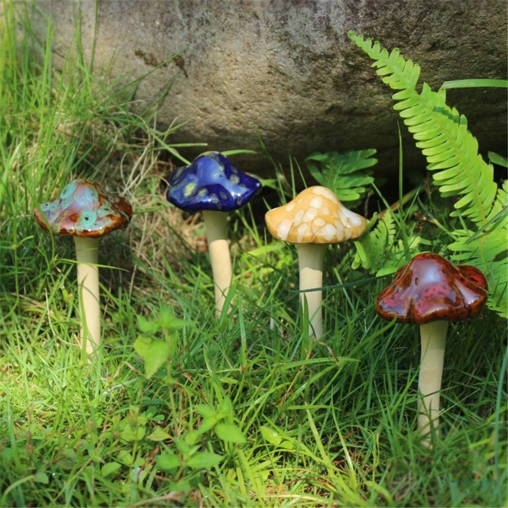 Décoration de jardin, 4 pièces (couleur aléatoire) champignons en céramique  pour jardin, Cour, jardin de conte de fées - décoration de pelouse