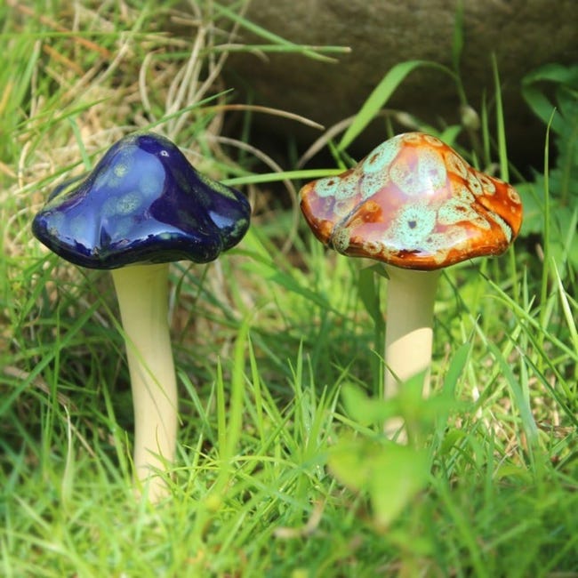 Décoration de jardin, 4 pièces (couleur aléatoire) champignons en