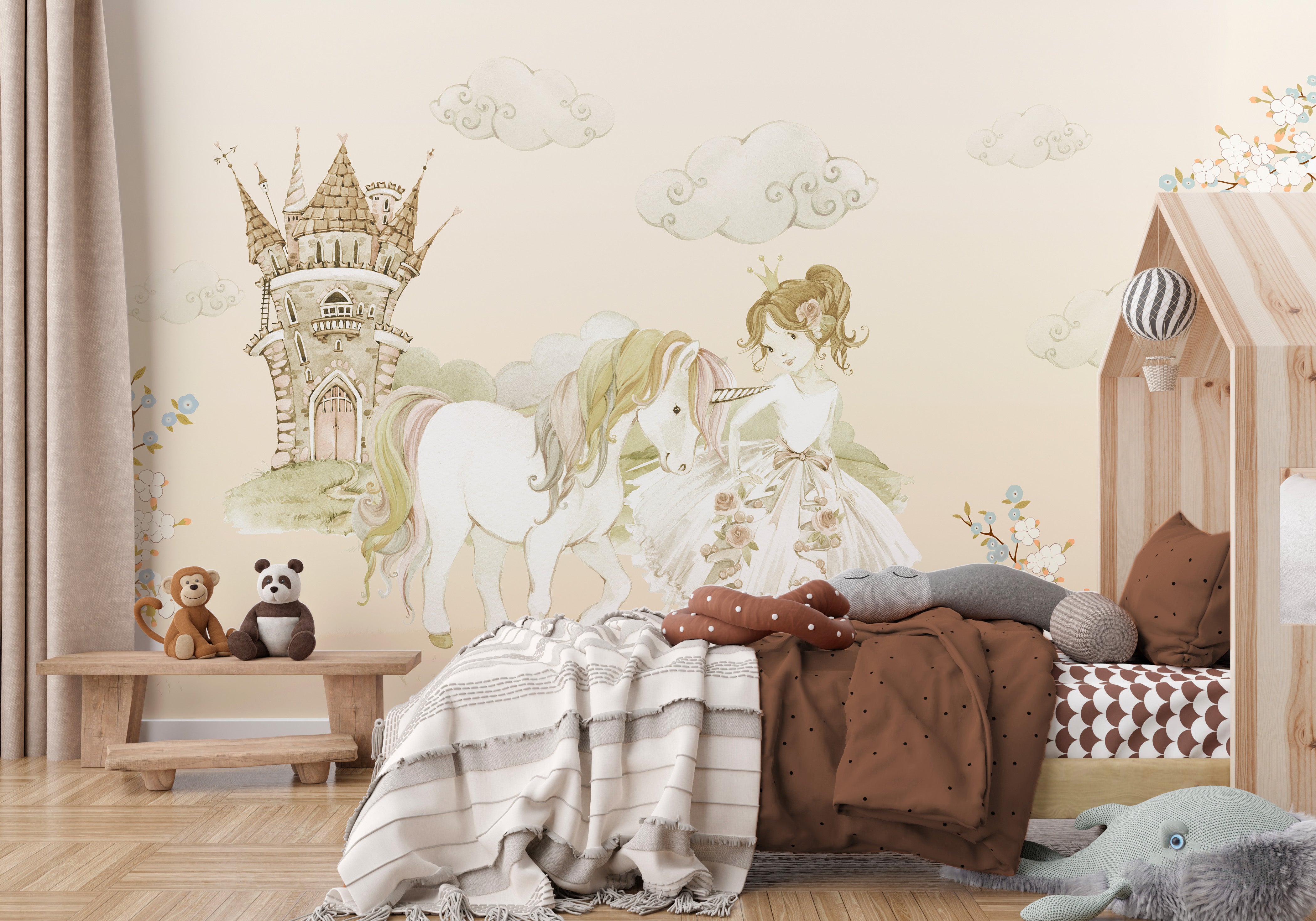 Papier peint chambre enfant  Licorne panoramique – LePapierPeint