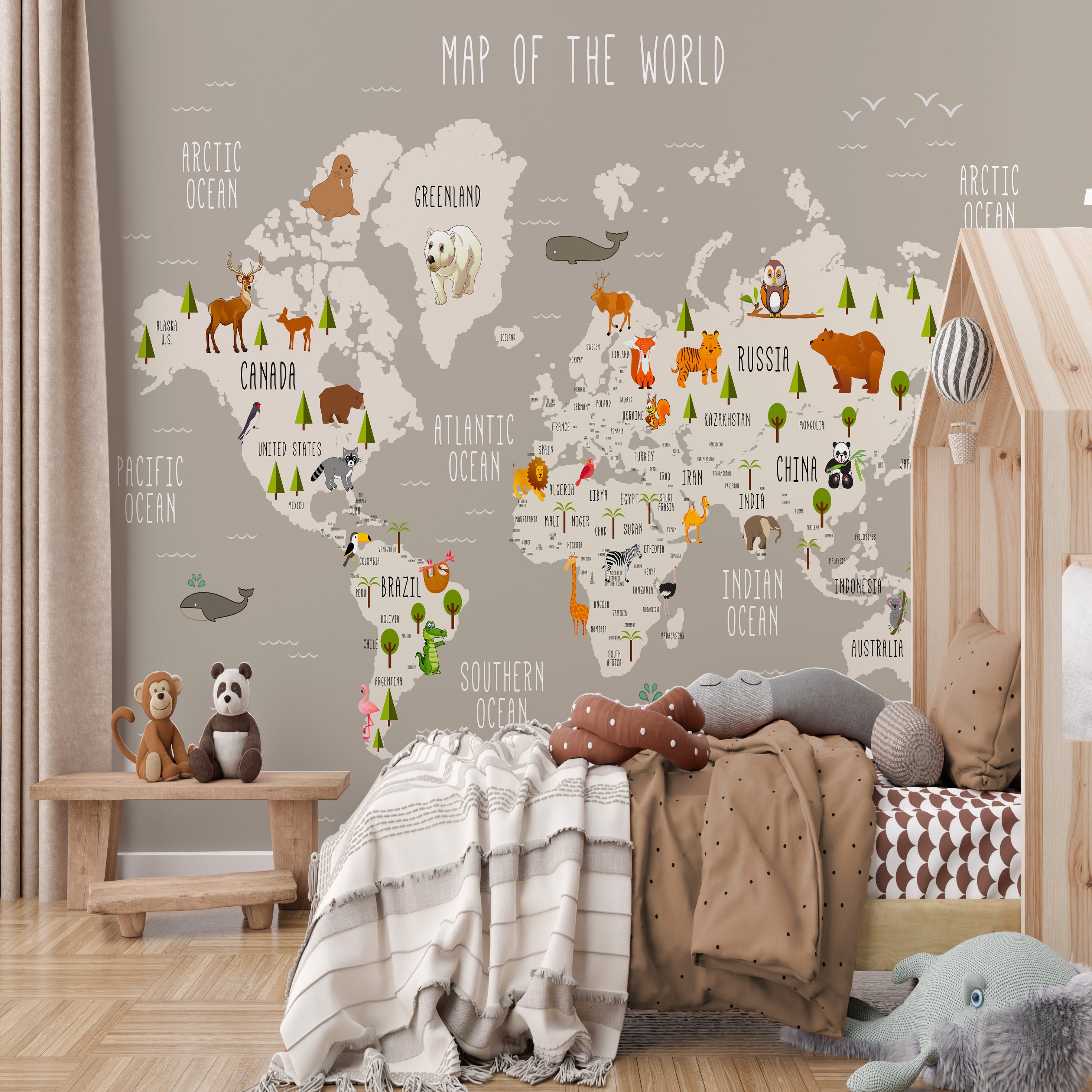 Papier peint carte du monde Europe : décoration chambre enfant