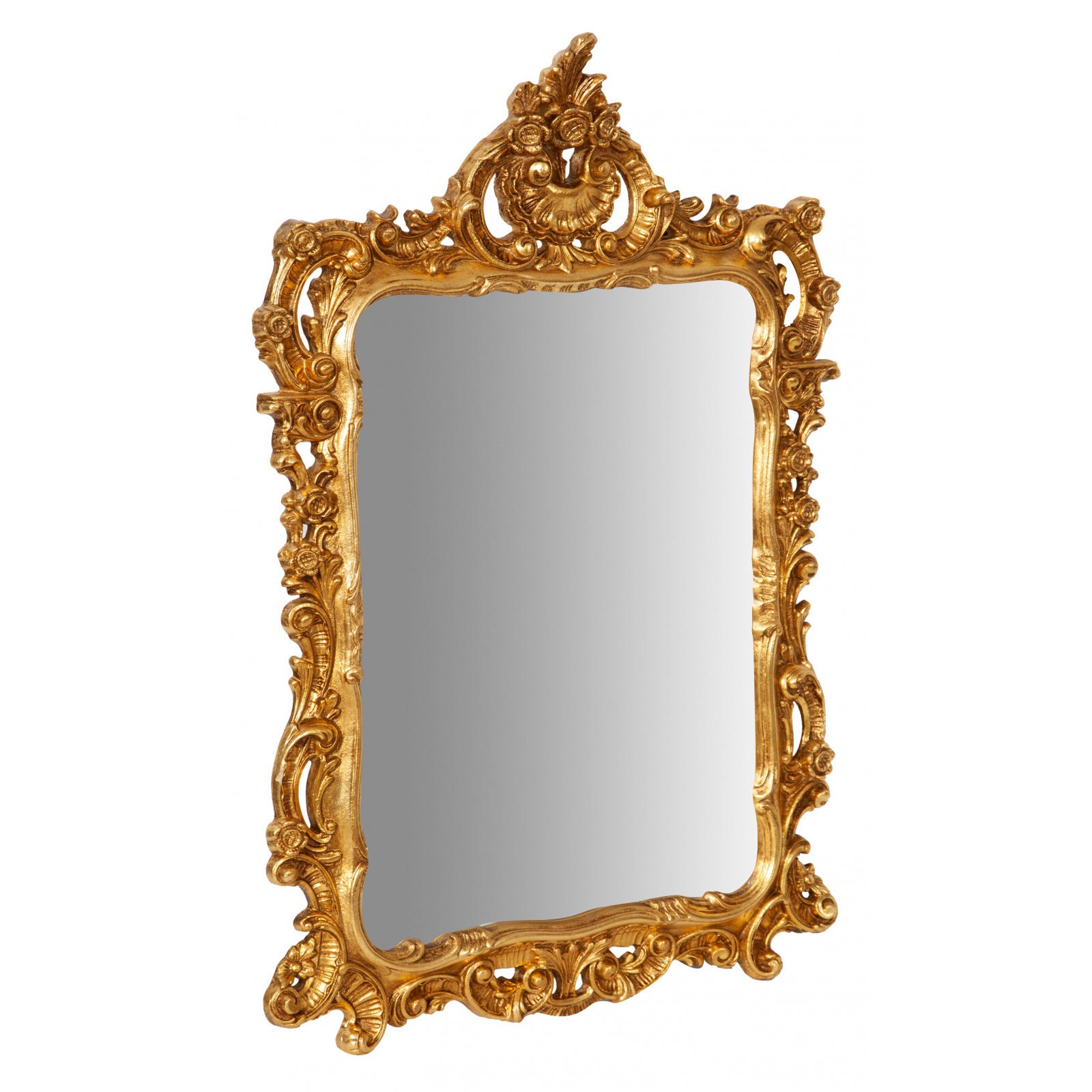 Specchio bagno cornice barocca 106x8x70 cm, Specchio vintage da parete, Specchio grande da parete, Specchio da parete oro
