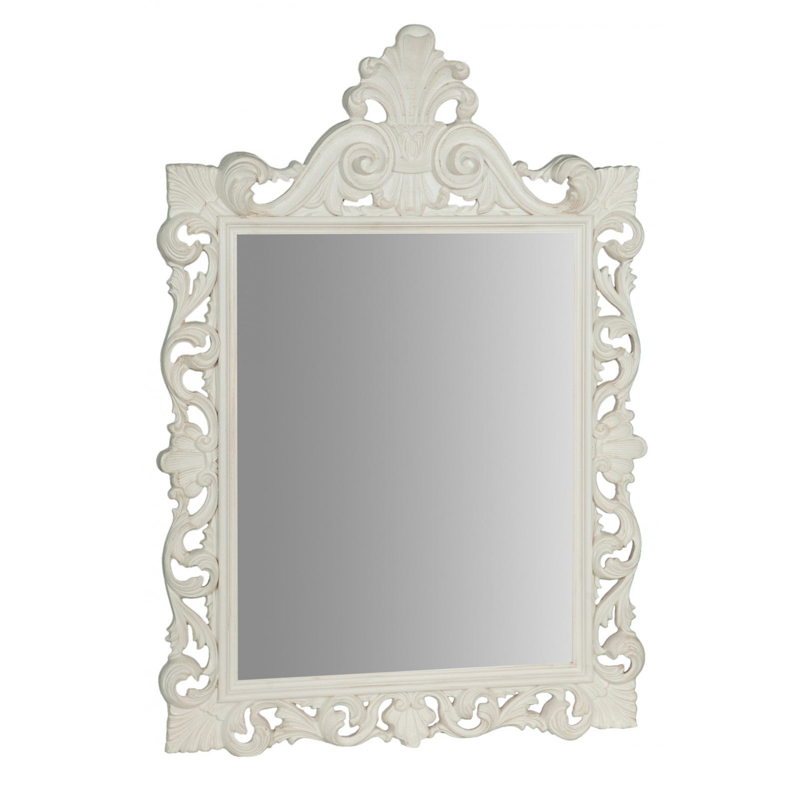 Specchio da parete 124x86x7 cm Made in Italy, Specchio shabby bianco  anticato, Specchio barocco, Specchio per bagno rettangolare