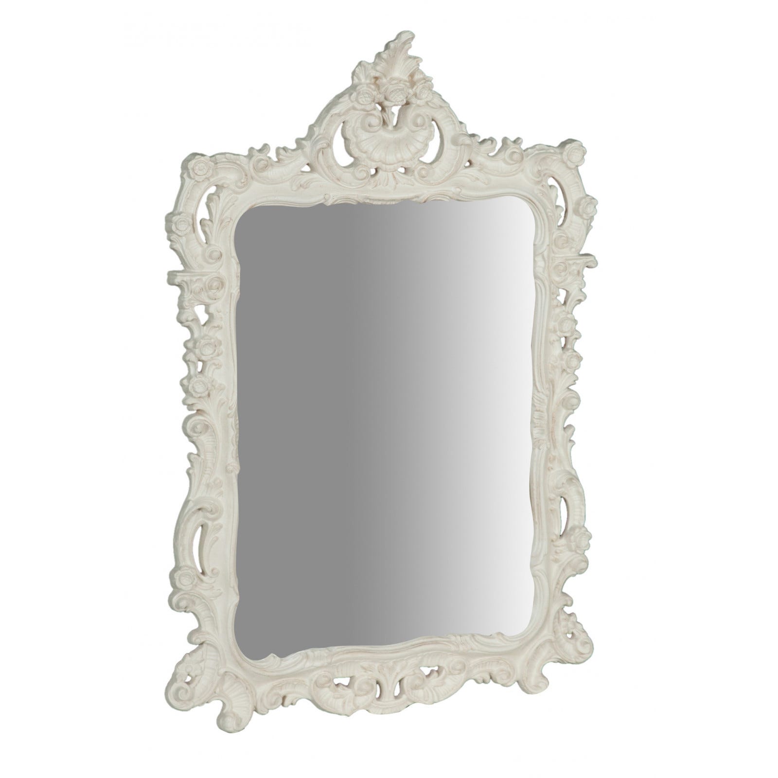 Specchio bagno cornice barocca 106x8x70 cm, Specchio vintage da parete, Specchio grande da parete, Specchio bianco