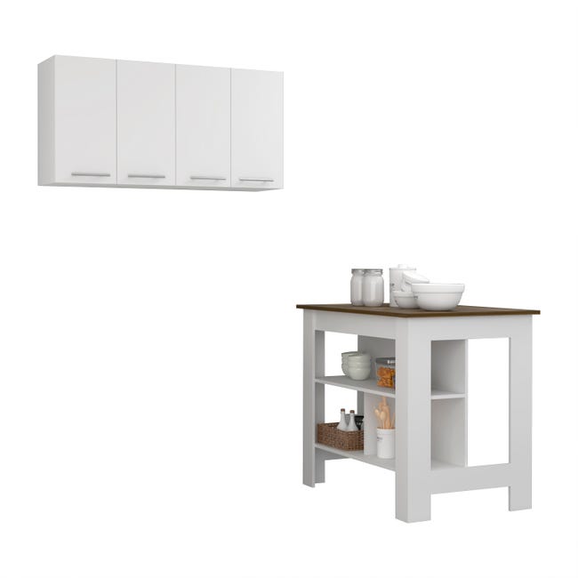 Armario cocina con mesa abatible FLIP blanco / gris 80 x 137.1 x 44.7 cm