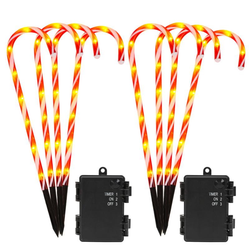 12 Décorations Lumineuses Solaires En Forme De Canne à Sucre Pour Noël – Ambiance Festive Garantie ! - 2