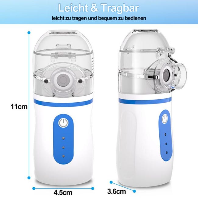 Nébuliseur Inhalateur, Silencieux Inhalateur avec Embouchure et Masque,  Nébulisateur pour Enfants et Adultes,Alimentation avec Câble USB