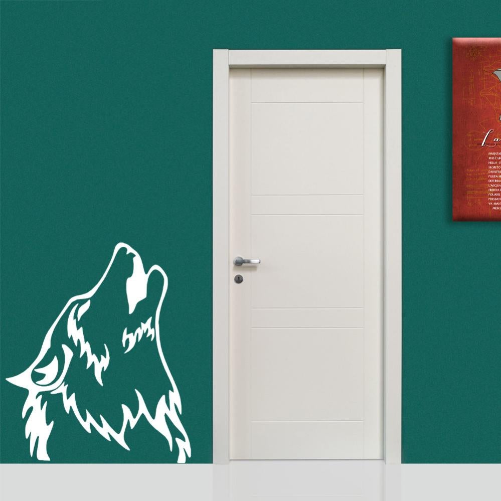 LOUP - Sticker Mural Sticker Mural En Vinyle 55x65 Cm - Couleur BLANC ...