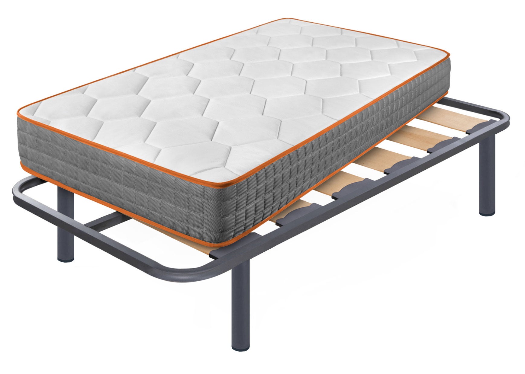 Colchón viscoelástico confort luxe + somier zeus con 4 patas de 32 cm | medidas: 105x190 cm