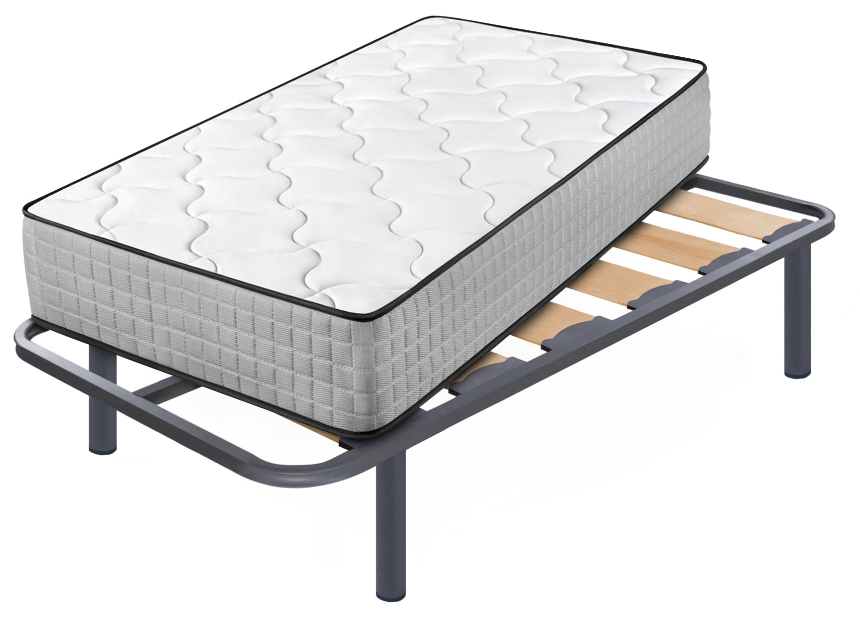 Colchón viscoelástico top dream + somier zeus con 4 patas de 32 cm | medidas: 105x190 cm