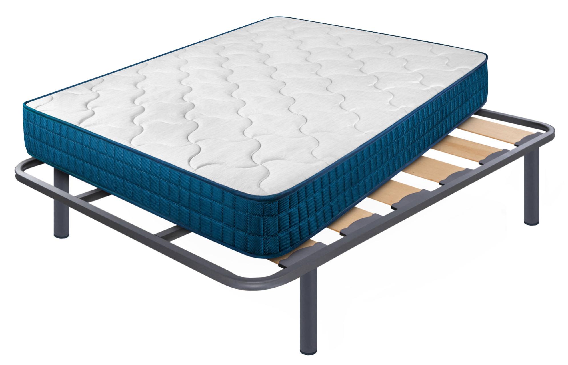 Colchón Viscosoft Ergos + Somier Hades Con 4 Patas Cuadradas De 32 Cm Medida 80x200x13 Cm 71028236