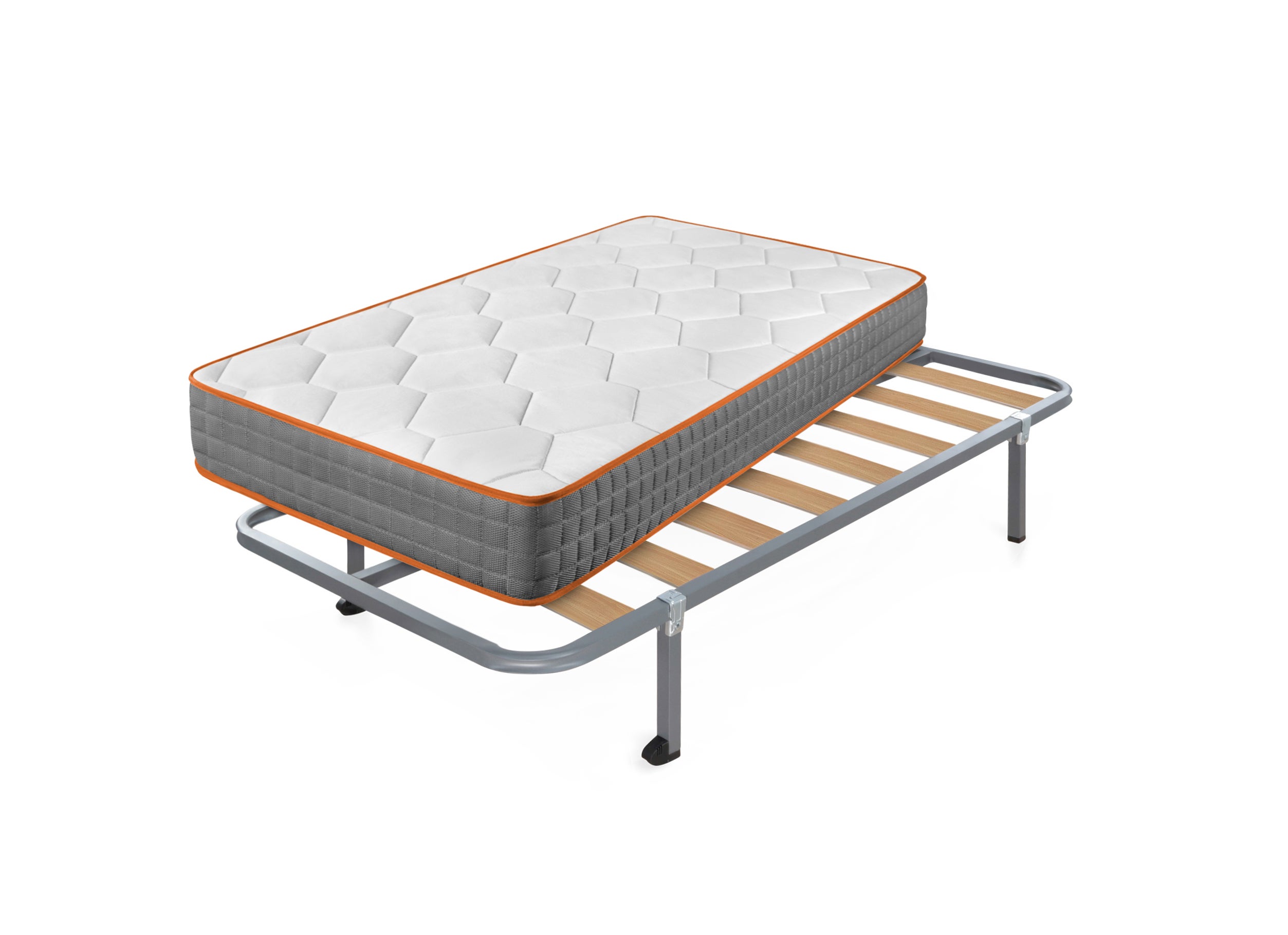 Colchón viscoelástico confort luxe + somier hades con 4 patas cuadradas de 25 cm | medidas: 105x190 cm