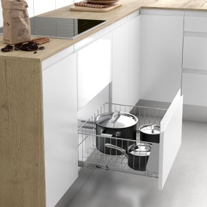 Estante extensible para mueble bajo de fregadero de cocina cromado  45-80x39x28cm