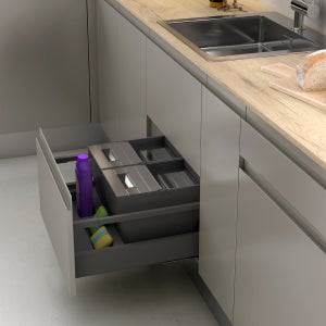Cubos de Basura y Reciclaje con Tapa automática para cajón de Cocina - 16L  + 16L