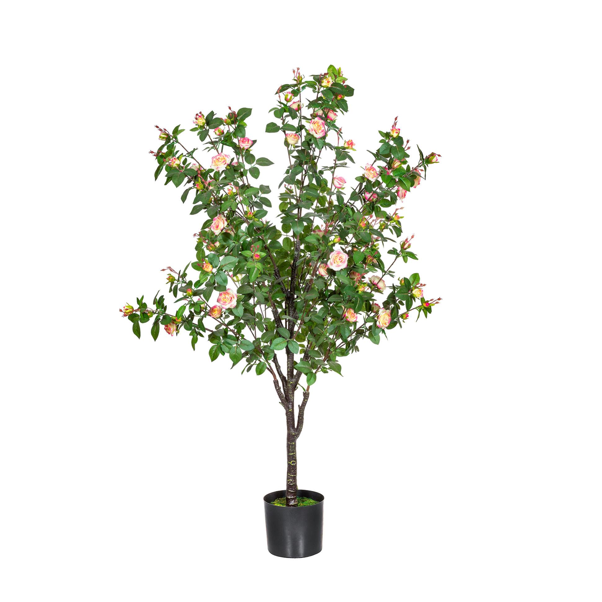 Rosa Rosaio Pianta Artificiale con Fiorituri Rosso 40cm Decovego | plentyShop LTS