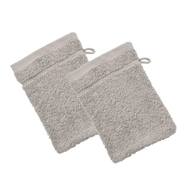 2 gants de toilette en éponge unie - Blanc et Couleurs