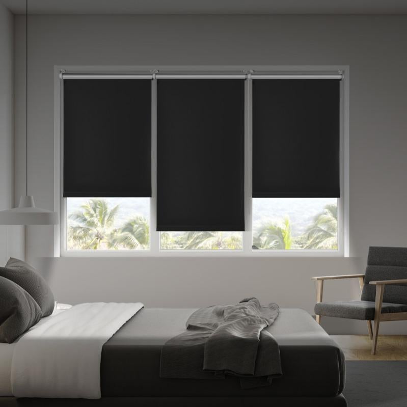 Store Enrouleur Occultant sans perçage EasyFix Noir 90 x 180 cm Leroy Merlin