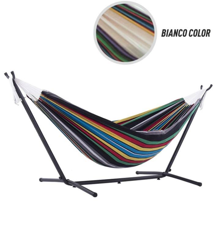 Amaca Doppia Con Supporto Autoportante Zendea Galapagos - 238x160 Cm, Capacità 181 Kg, Tessuto Brown Shades - Foto 8