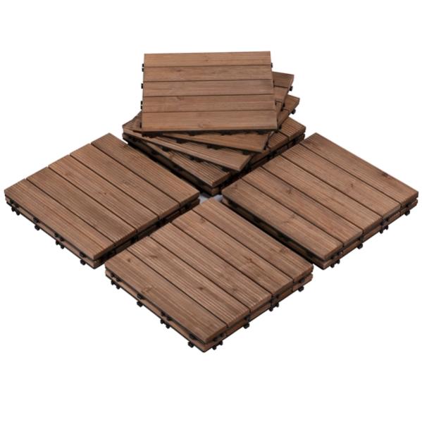 Yaheetech Lot de 11 Dalles de Terrasse Clipsable 30 cm × 30 cm Leroy