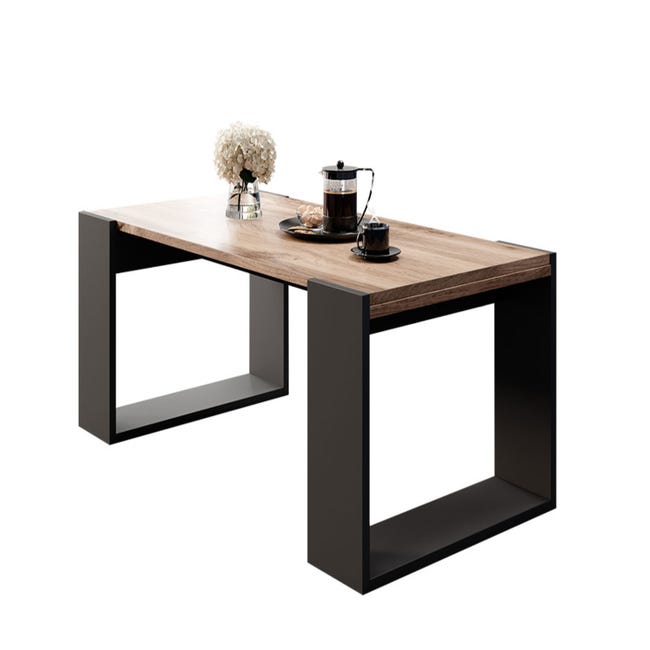 Lord - table basse - bois et noir - 110 cm - style industriel