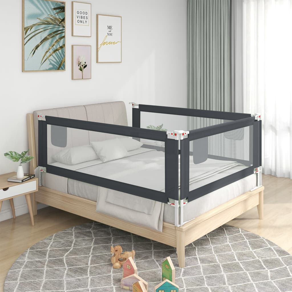 Maison Exclusive Barandilla de seguridad cama de niño gris oscuro tela  190x25 cm