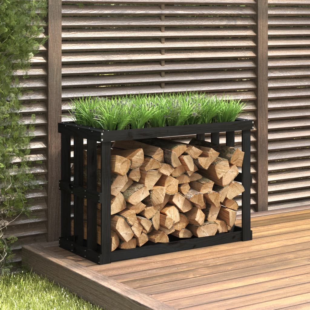 Leñeros de madera de pino para montar en jardín o terraza